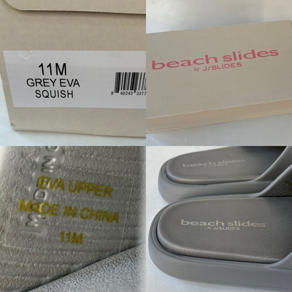 Beach Slides by J/Slides SQUISH Grey EVA Sandals Size 11M New - Picture 9 of 9